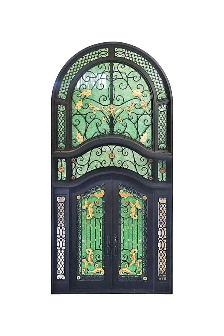 Venetian Spring Double Iron Door – Romantic Curves and Ornate Iron Design