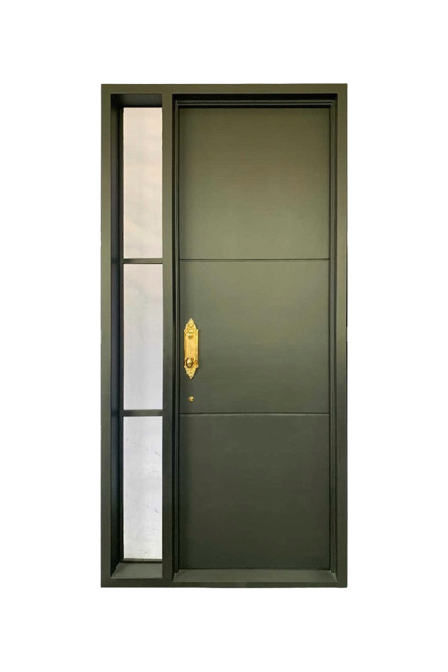 Olive Slate Single Iron Door – Minimalist Olive-Toned Design