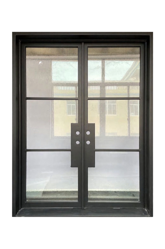 Sleek and Modern Iron Entryway with Clear Glass