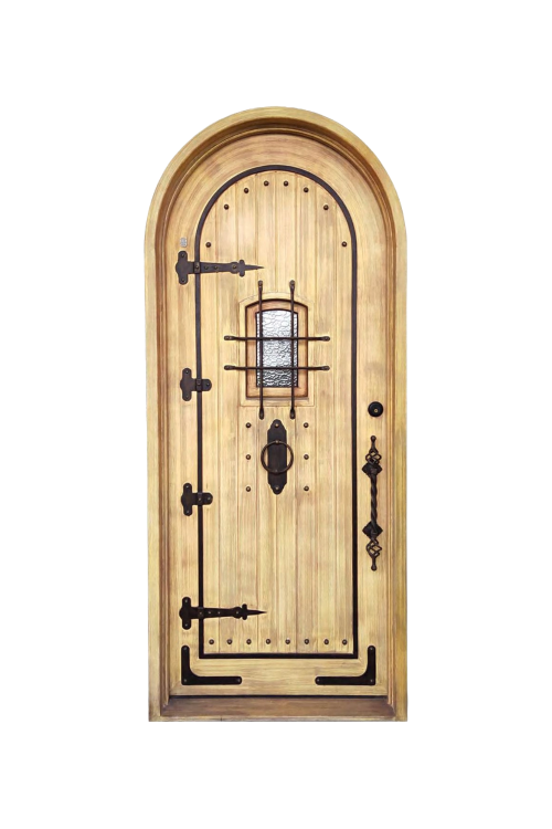 Glenwood Arch single iron door with classic arched design and wrought iron scrollwork
