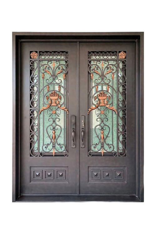 Antique Vase Double Iron Door – Ornate Design with Elegant Ironwork
