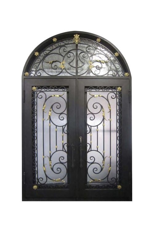 Gilded Vine Archway Double Iron Door – Botanical Ironwork by Nationwide Iron Works
