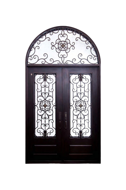 Nouveau Skylight Double Iron Door – Custom Glass and Ironwork Design