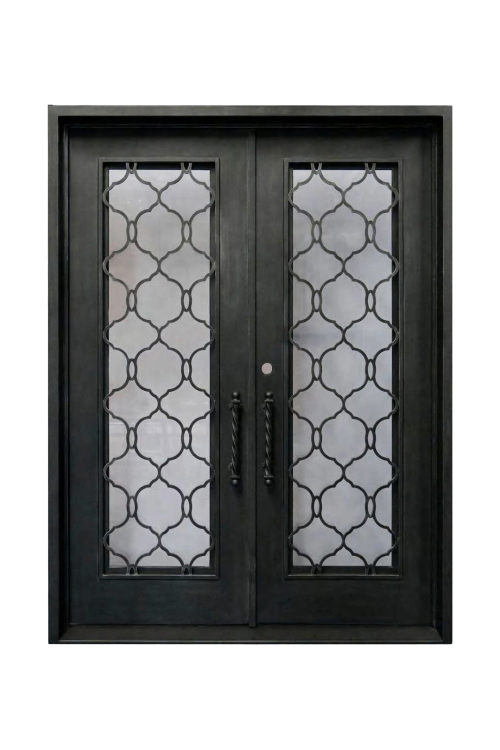 Moroccan Lattice Double Iron Door – Intricate Ironwork with Geometric Design